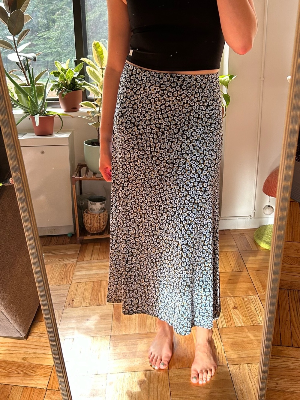 Halogen Black and White Floral Maxi Skirt